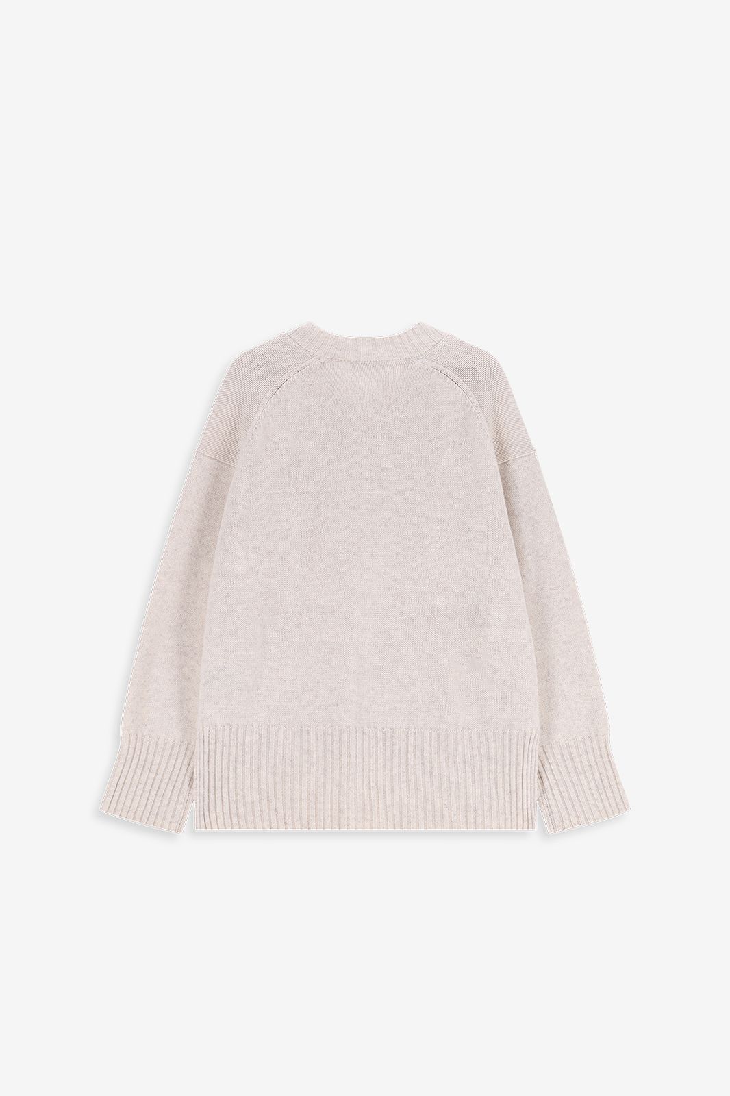 Beige gebreide trui met v-hals