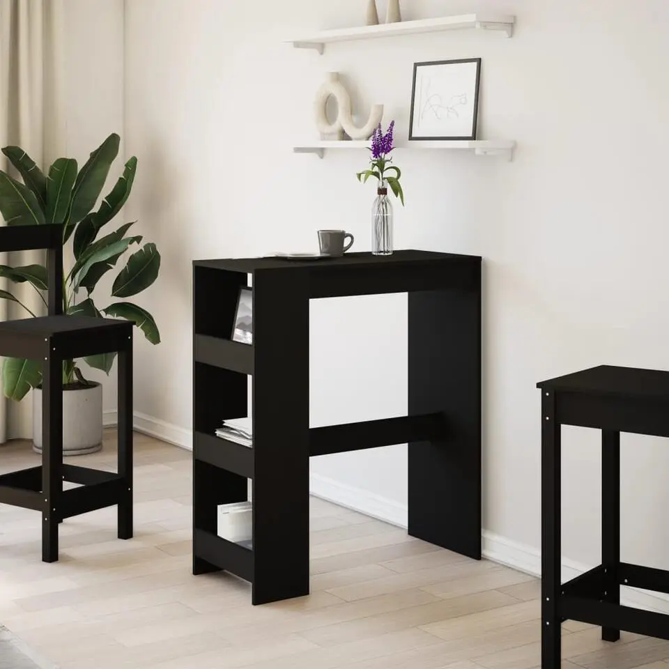 vidaXL - Bartafel met opbergruimte - Zwart - Bewerkt hout - 90x43 cm