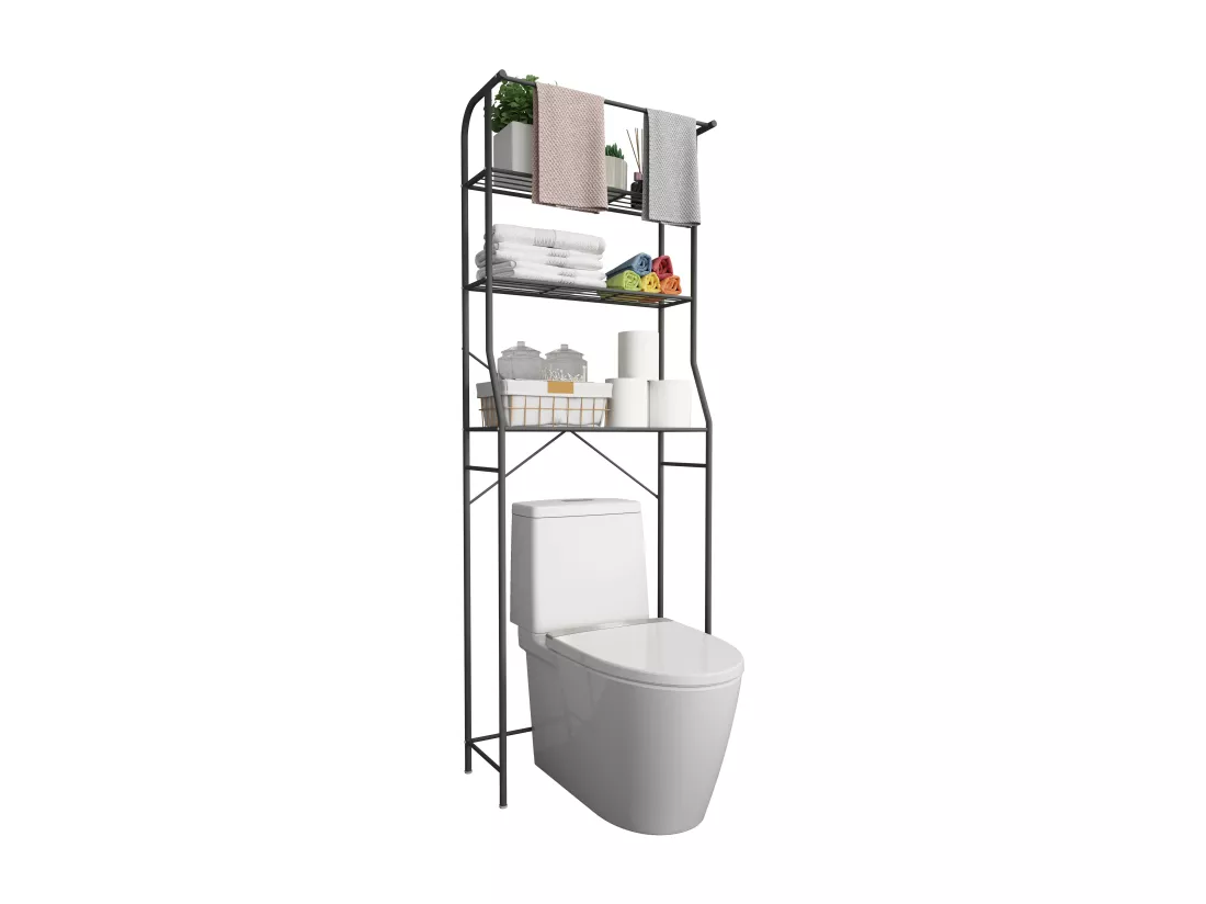 VCM Meuble de salle de bains en métal Armoire de toilette Tubas EOL (noir)