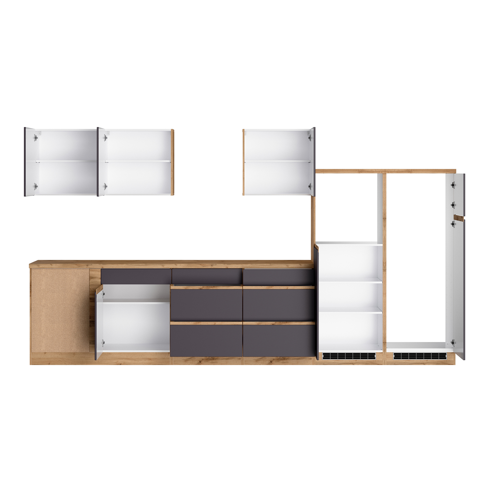 Winkelblock TURIN - grau matt-Wotan Eiche - 360x240 cm