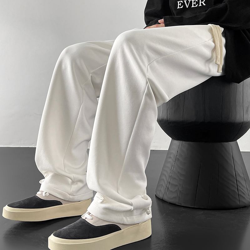 emeisa - Trekkoord taille effen kikker sluiting rechte pijpen joggingbroek