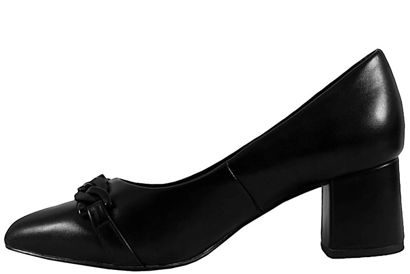 JANA PUMPS I SORT PU MED BIDSEL OG SPIDS SNUDE