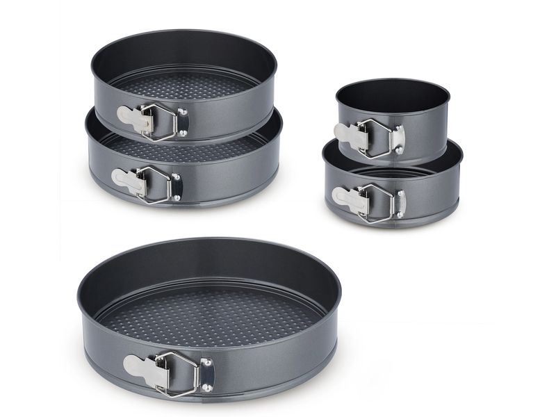 relaxdays Springform 14 cm/18 cm/24 cm/26 cm/28 cm, Anthraz Runde Kuchenbackformen-Set