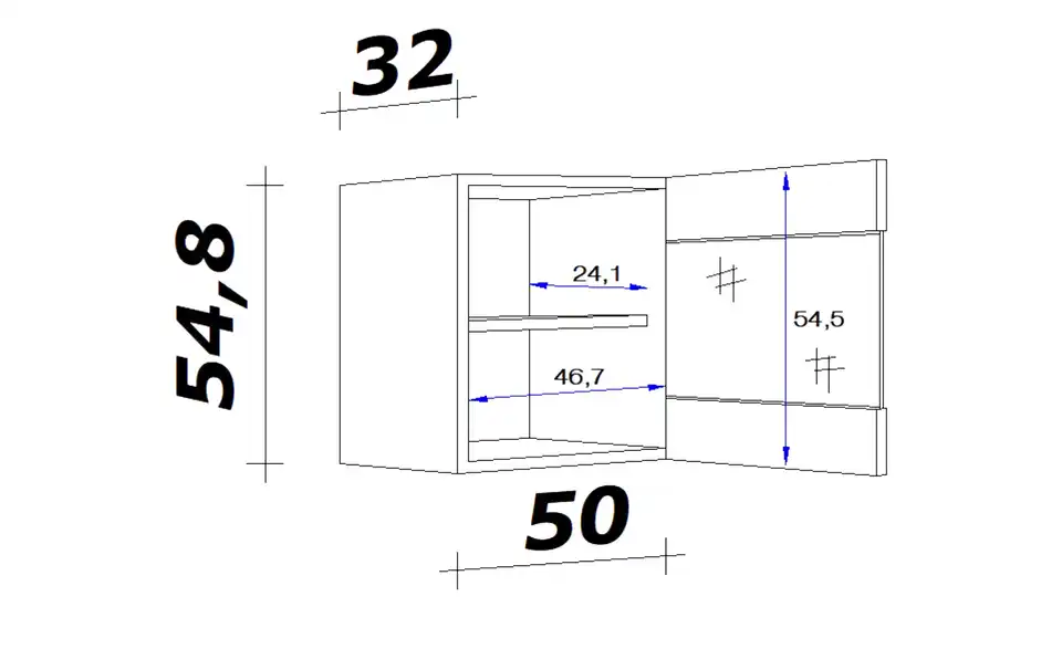 Glas-Hängeschrank Ens 50 cm