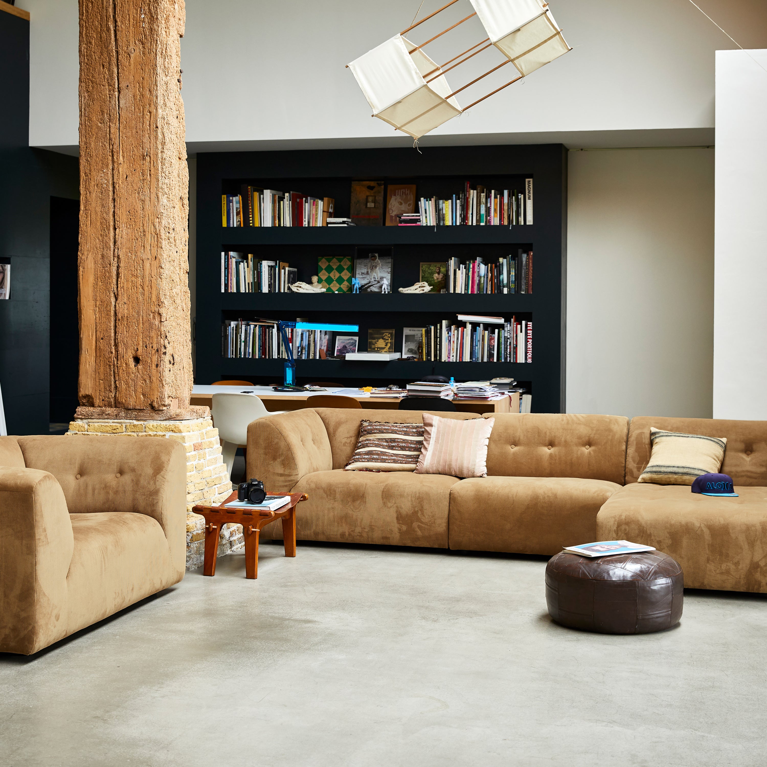 HKliving Vint Bank Element - Middenstuk - Corduroy Rib - Bruin