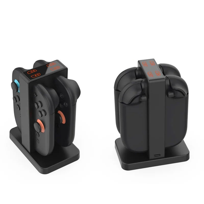(4-fach) Magnetische Ladestation Charging Dock für Nintendo Switch 2 Joy-Cons Controller mit LED-Anzeige - Schwarz
