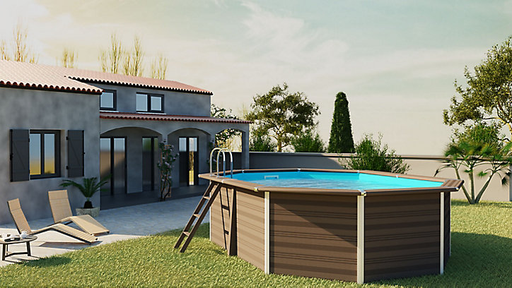 Piscine hors sol composite gris Gré 5,24 x 3,86 x h.1,24 m