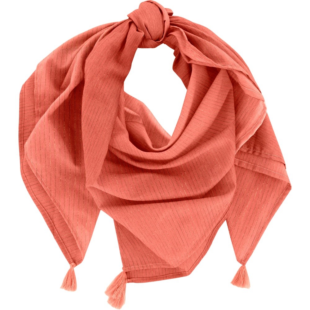 Foulard Pompon Gaze Lurex Corail