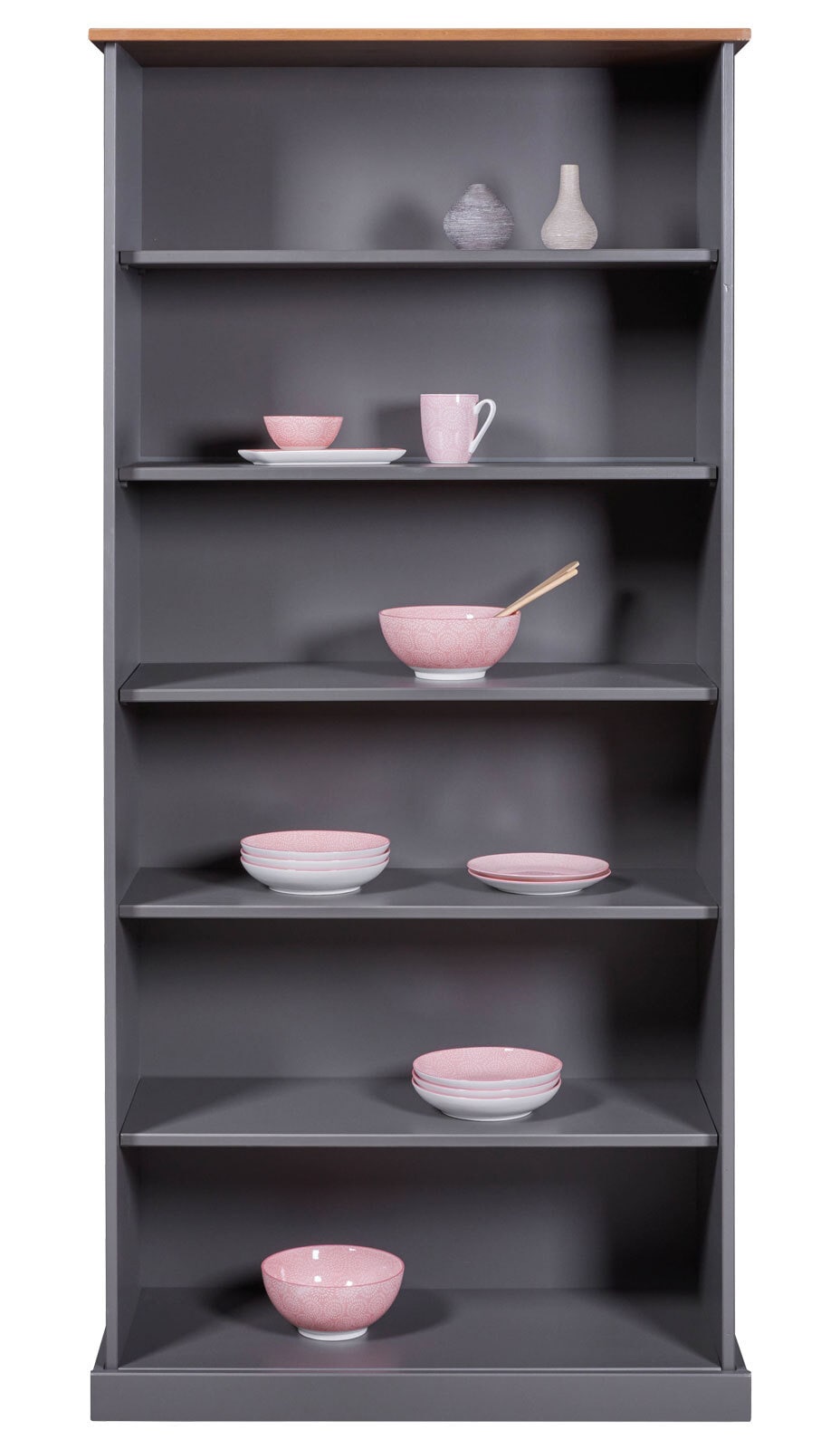 Regal Niclas Massivholz grau/braun 90x190x38,1 cm