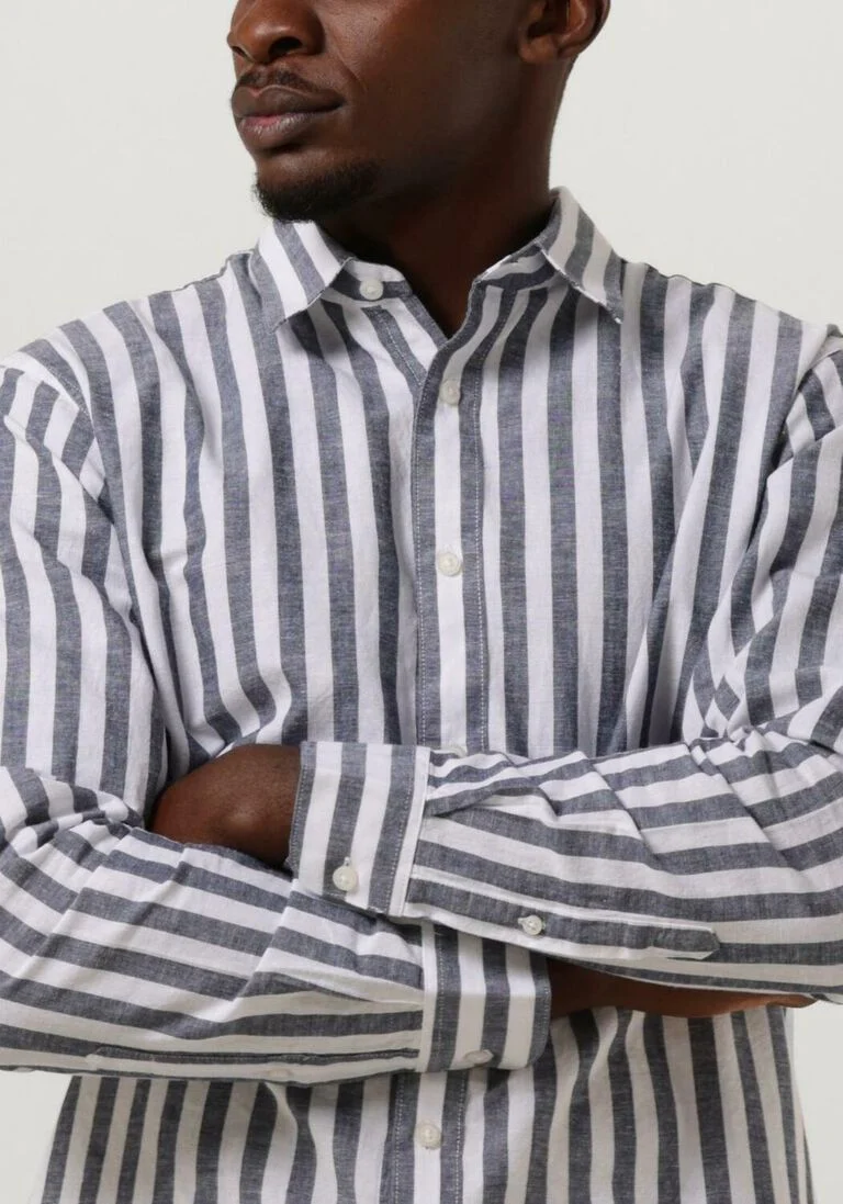 SELECTED HOMME donkerblauwe selected homme klassiek overhemd slhslimnew-linen shirts ls classic w