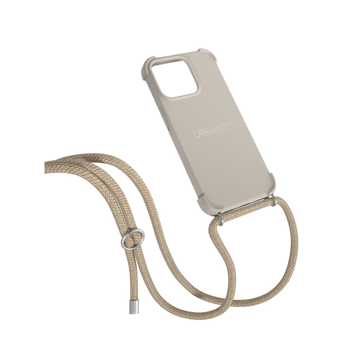 (130cm) iPhone 16 Pro Beach Beauty Necklace Hybrid Hülle Air Cushion Fallschutz   Handykette (PN-BEBS-I16P-BEBS) - Beige
