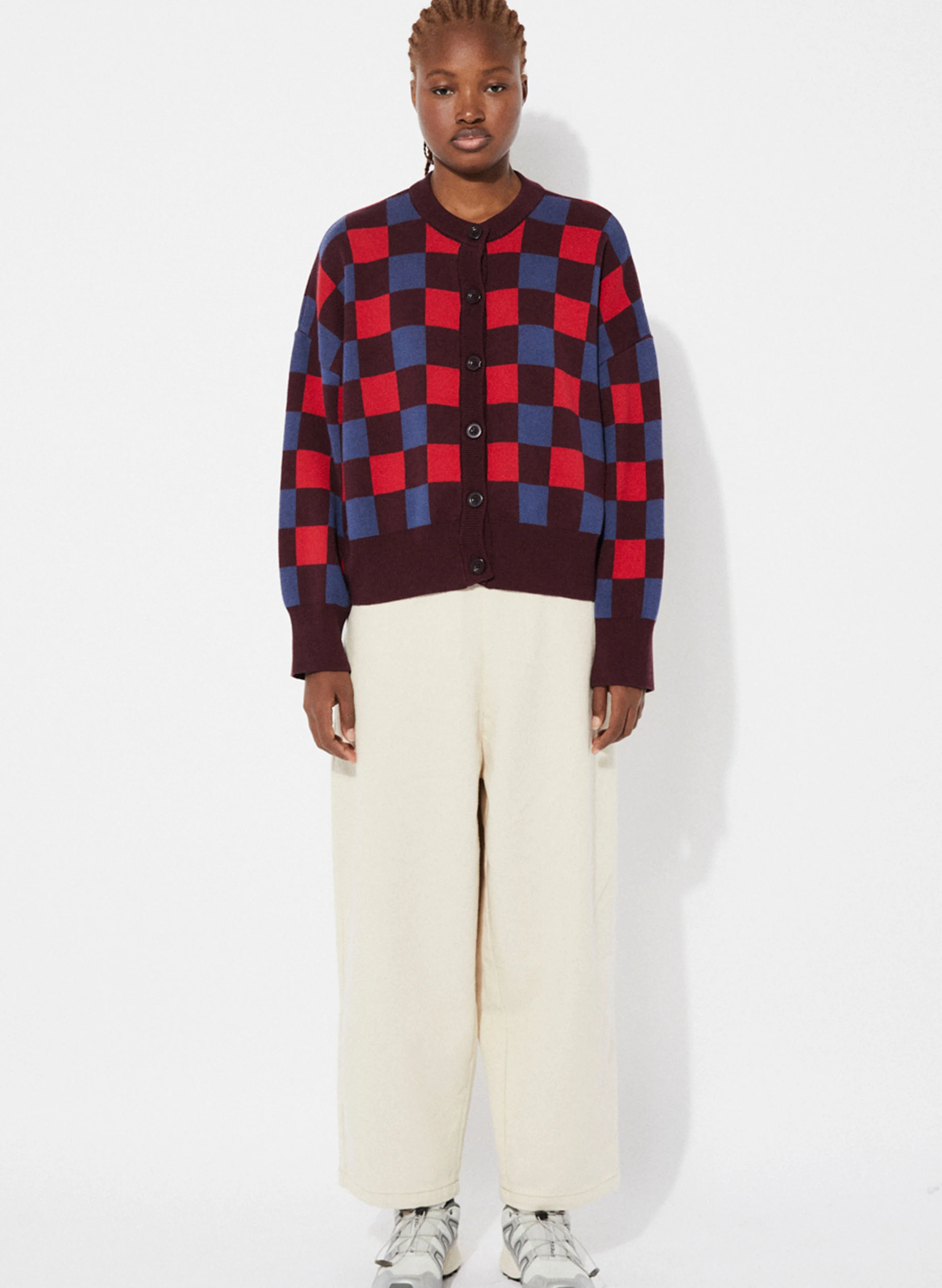 CALMA - Cardigan col rond en coton | Bleu