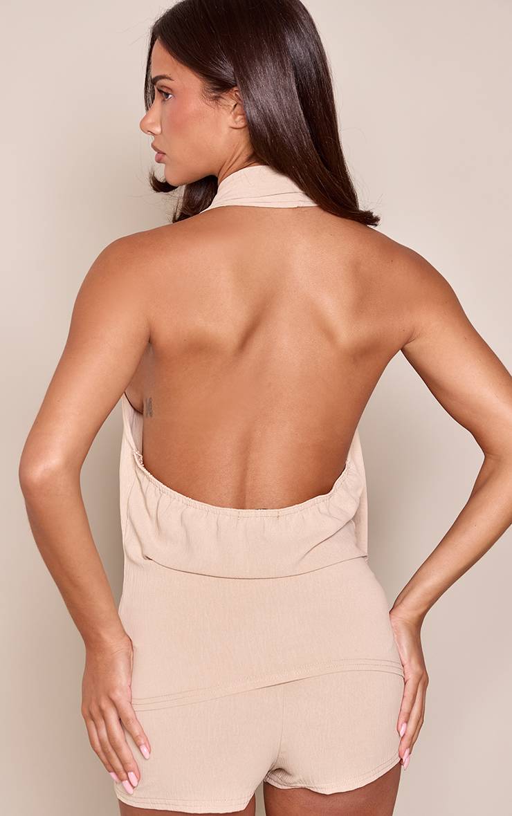 Beige Haut Coordonné À Détail Drapé Et Finitions Texturées