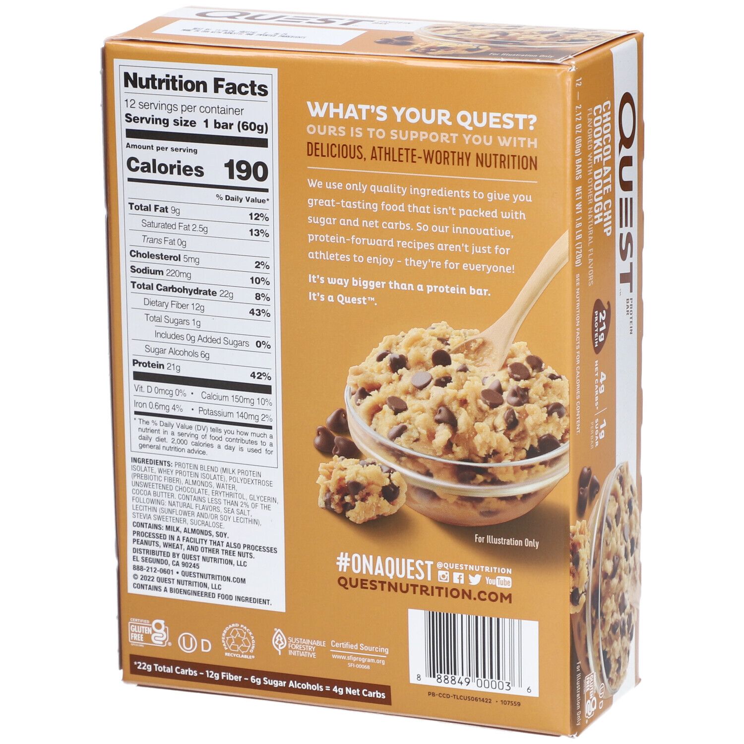 Quest Nutrition Quest Protein Bar, Chocolate Chip Cookie Dough