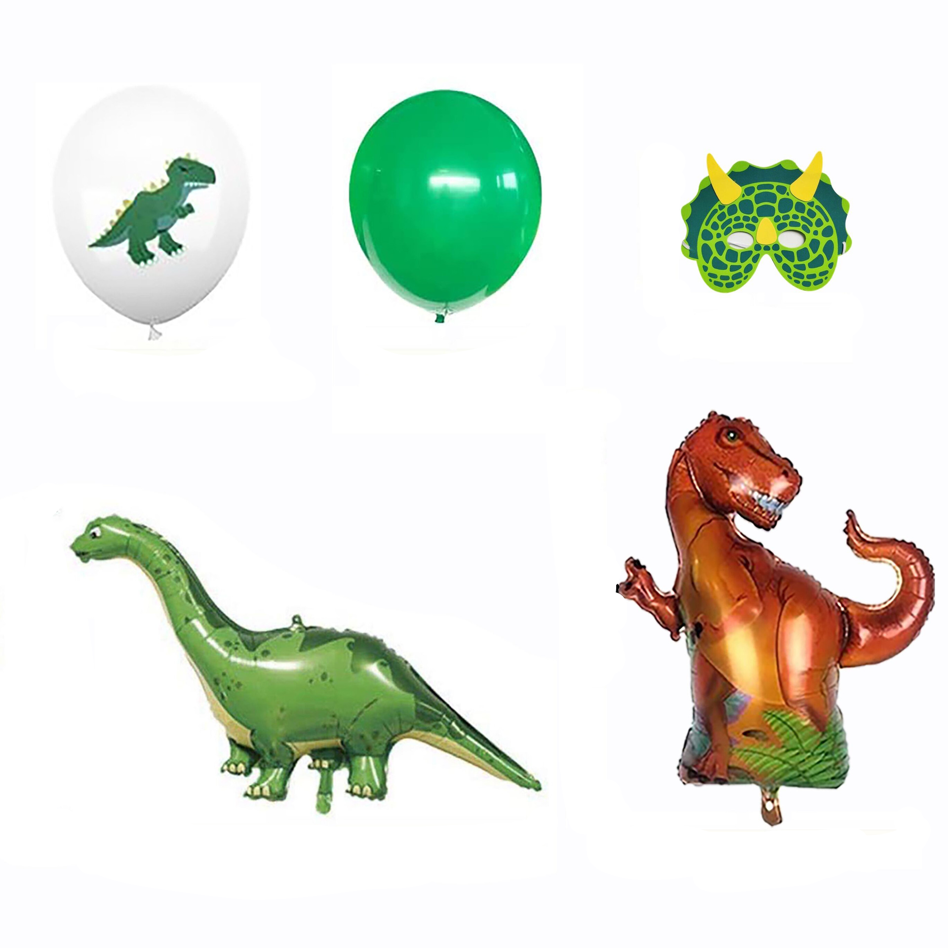 (107-tlg. Set) Happy Birthday Girlande Kinder Geburtstags Deko Dinosaurier   Folienballons / Kuchenstecker / Haut Sticker / Palmenblätter - Grün