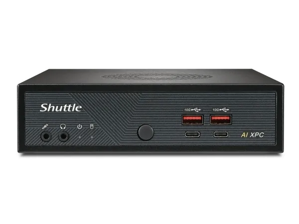 Shuttle Slim AI PC DN11H7, 1,35 L størrelse PC, Mini PC barebone, Intel® SoC, DDR5-SDRAM, PCI Express, 120 W