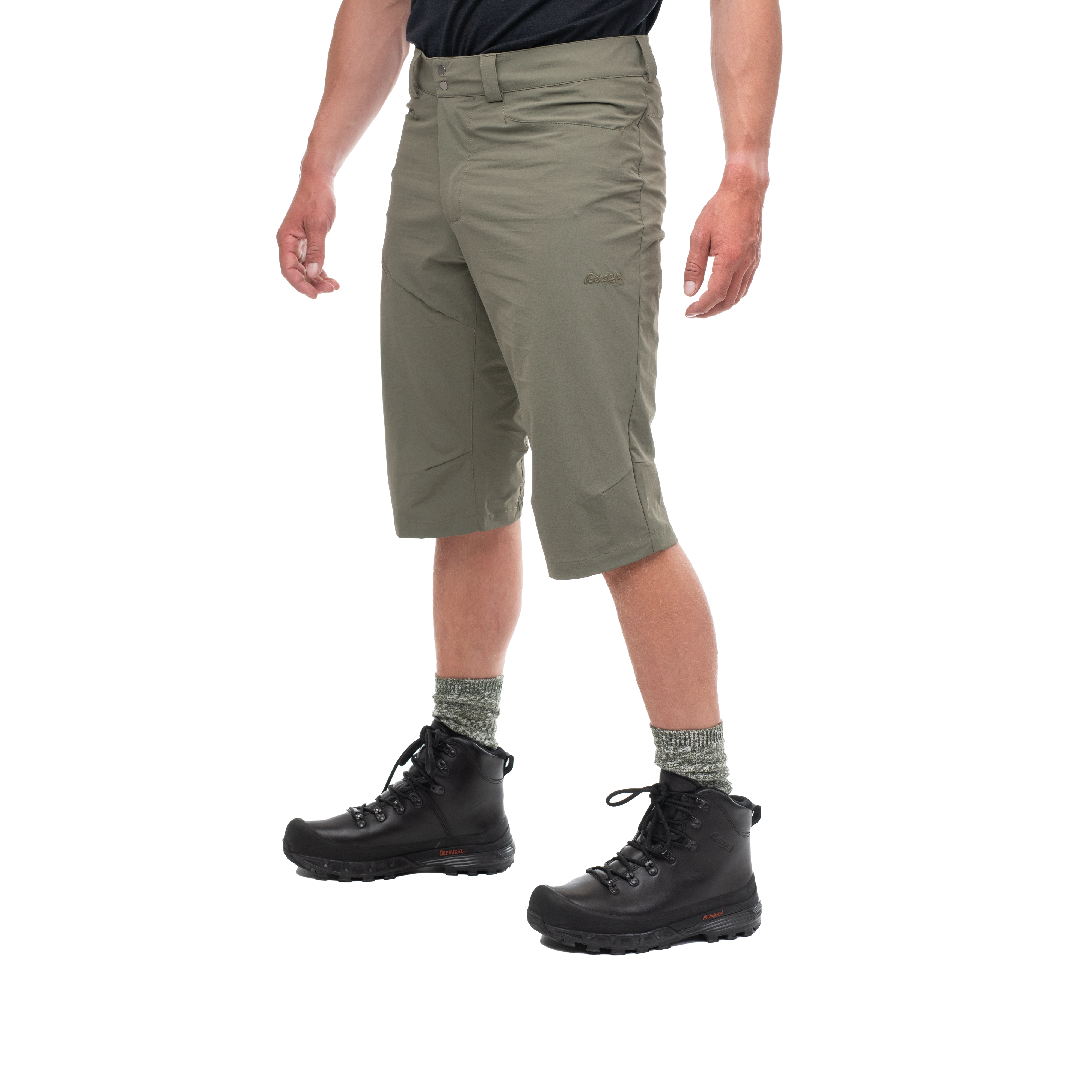 Vandre Light Softshell Long Shorts Men Green Mud