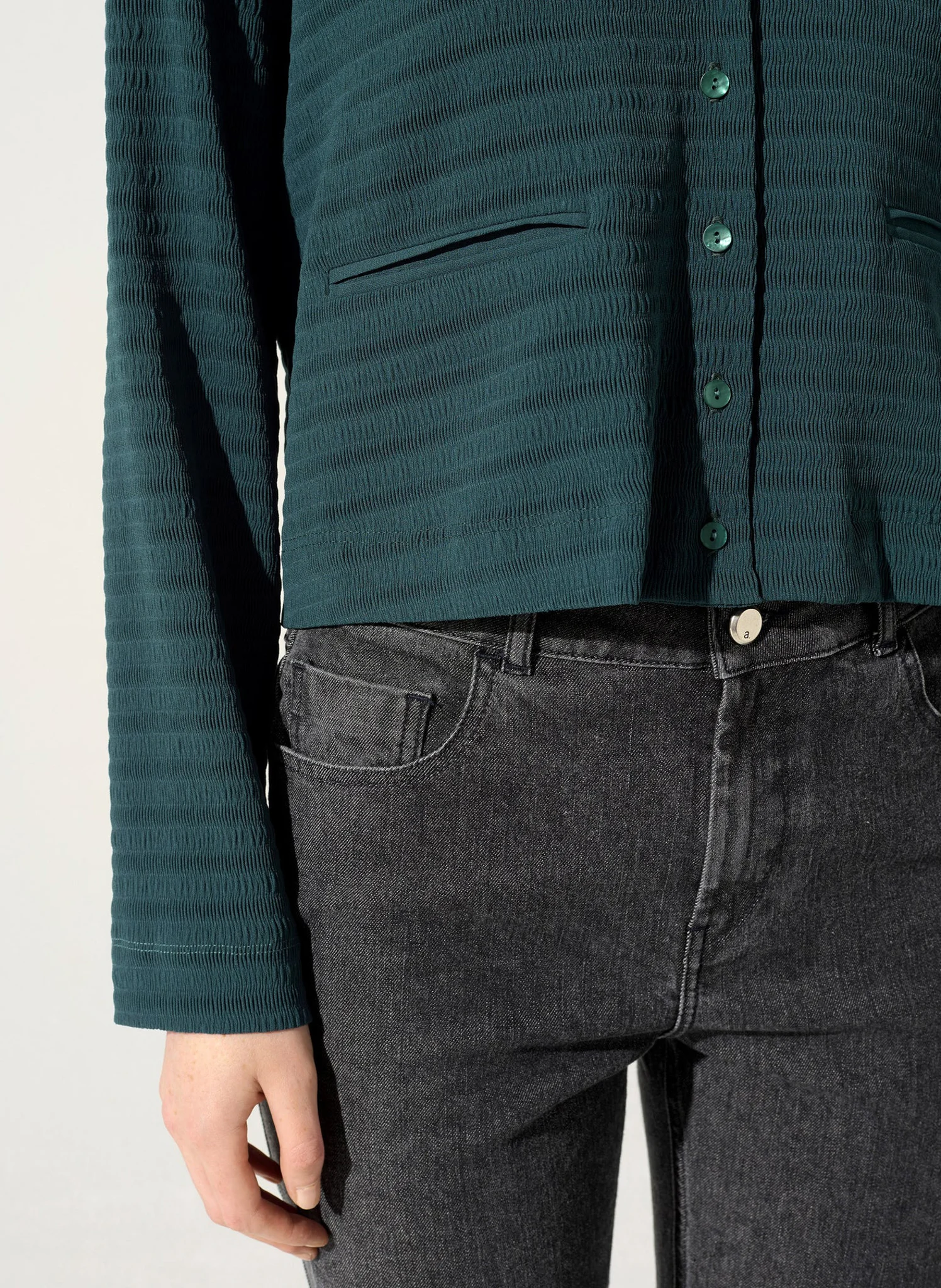 Chemise courte carrée | Bleu