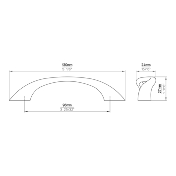 Greep Rianda nikkel glans 132mm