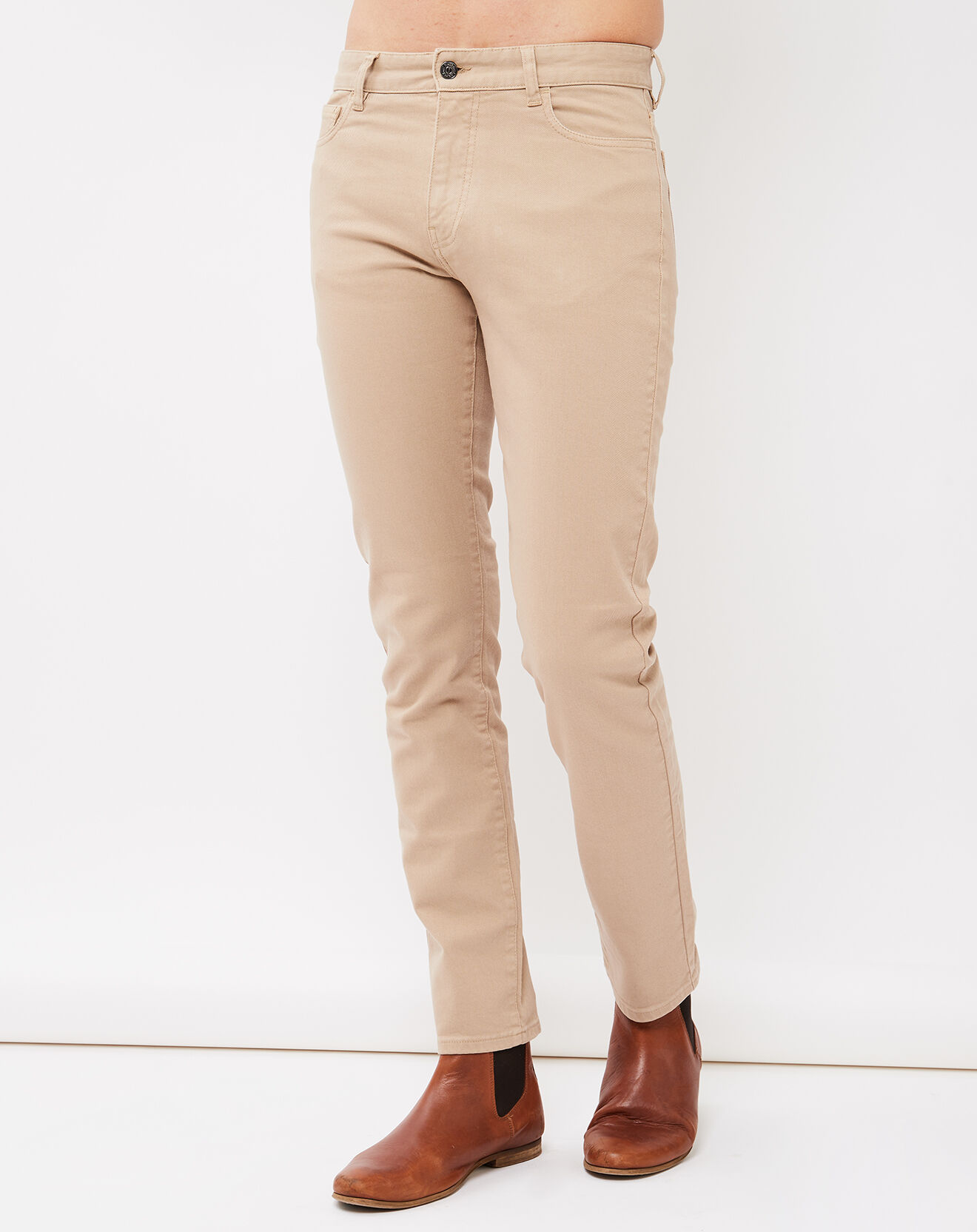 Hartford Pantalon Tim en Coton mélangé beige