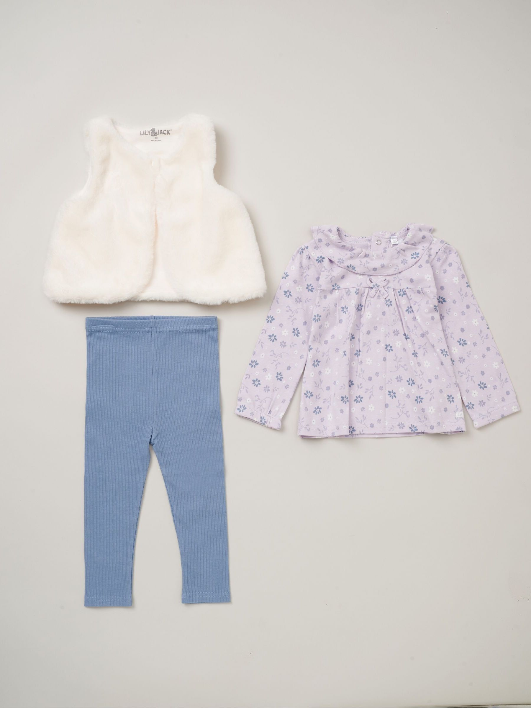 Donkerblauw - Lily & Jack bodywarmer met imitatiebont en 100% katoenen top en legging