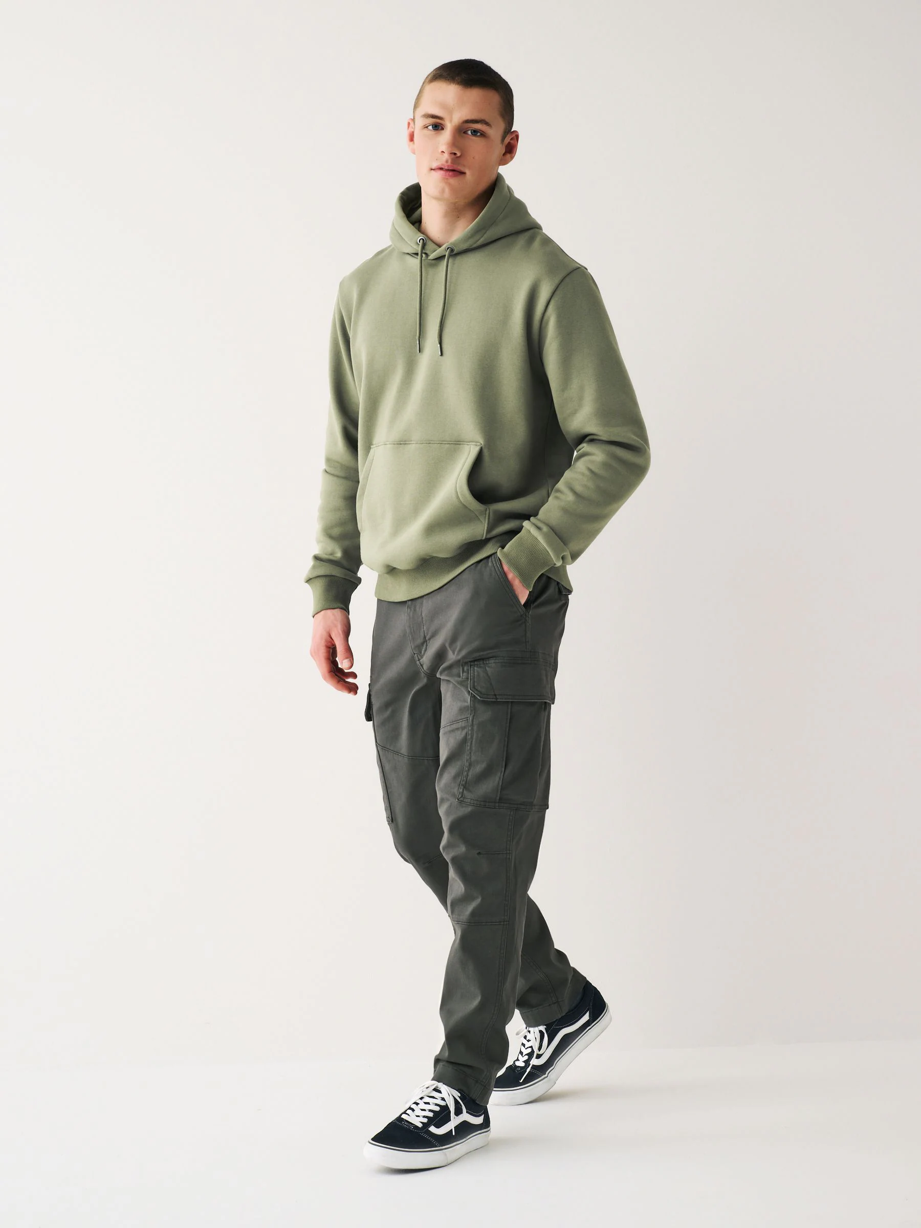 Antracietgrijs - Slim Fit - Katoenen cargostretchbroek