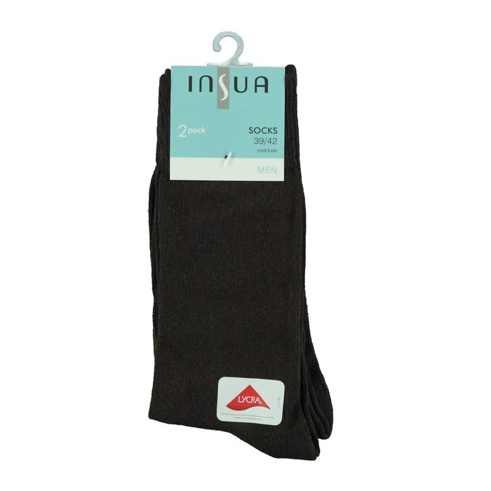 inSua-2-pack katoenen effen sokken
