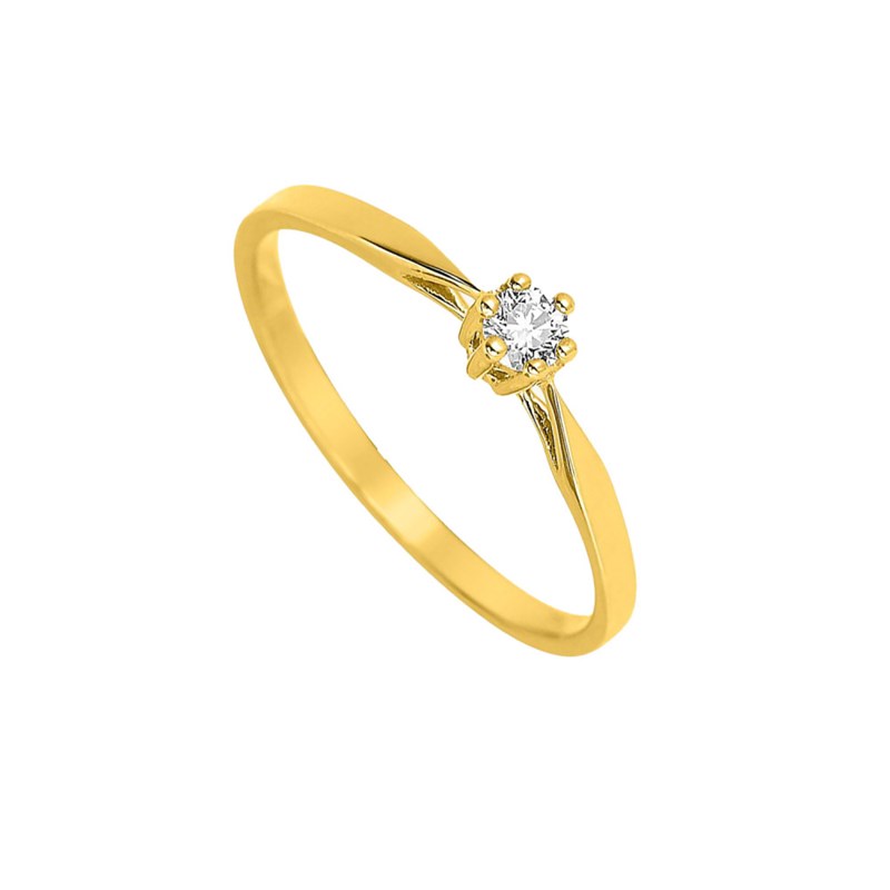 Bague Femme - Or 18 Carats - Diamant 0,1 Carats