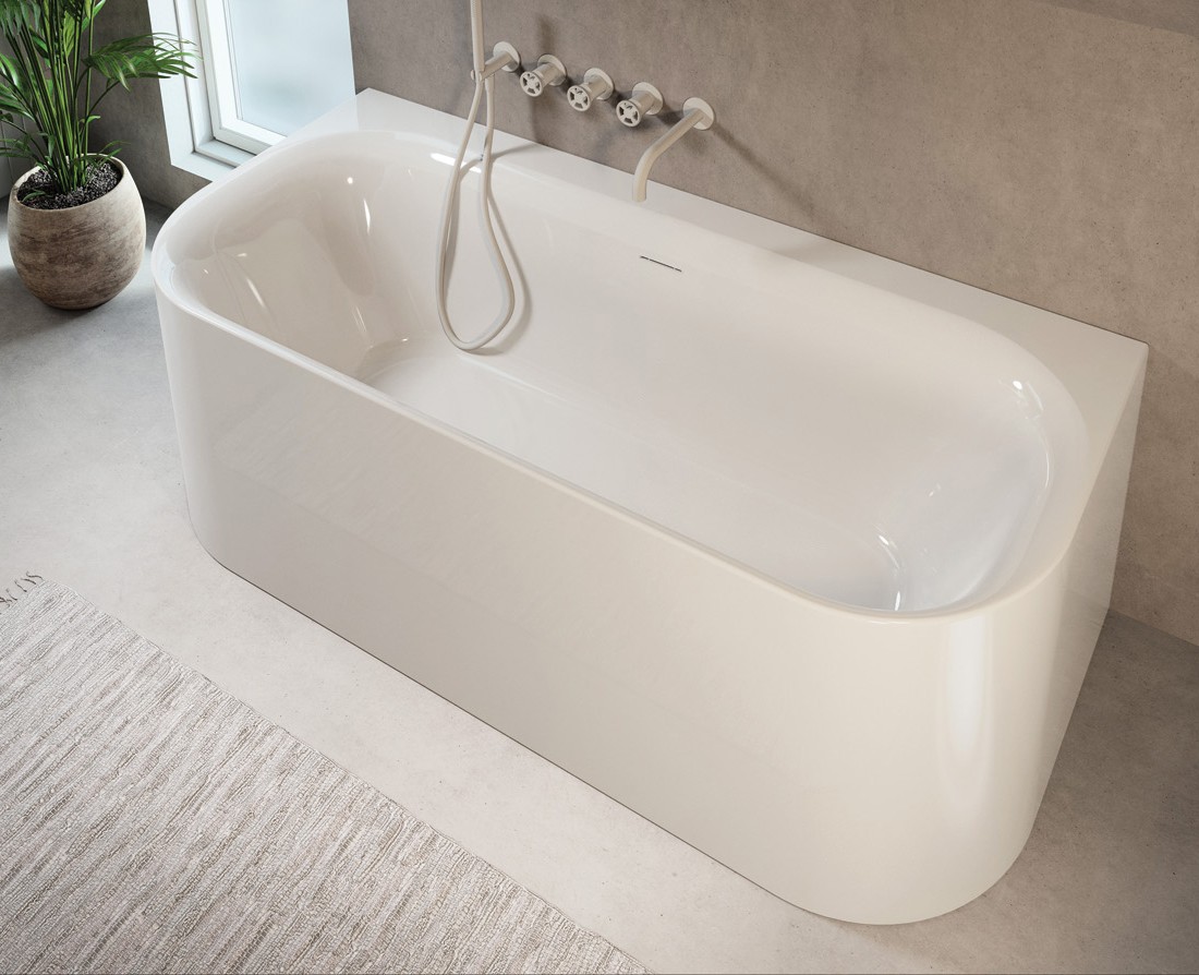 Riho Devotion half vrijstaand bad 180x80cm wit glans met Fall overloop