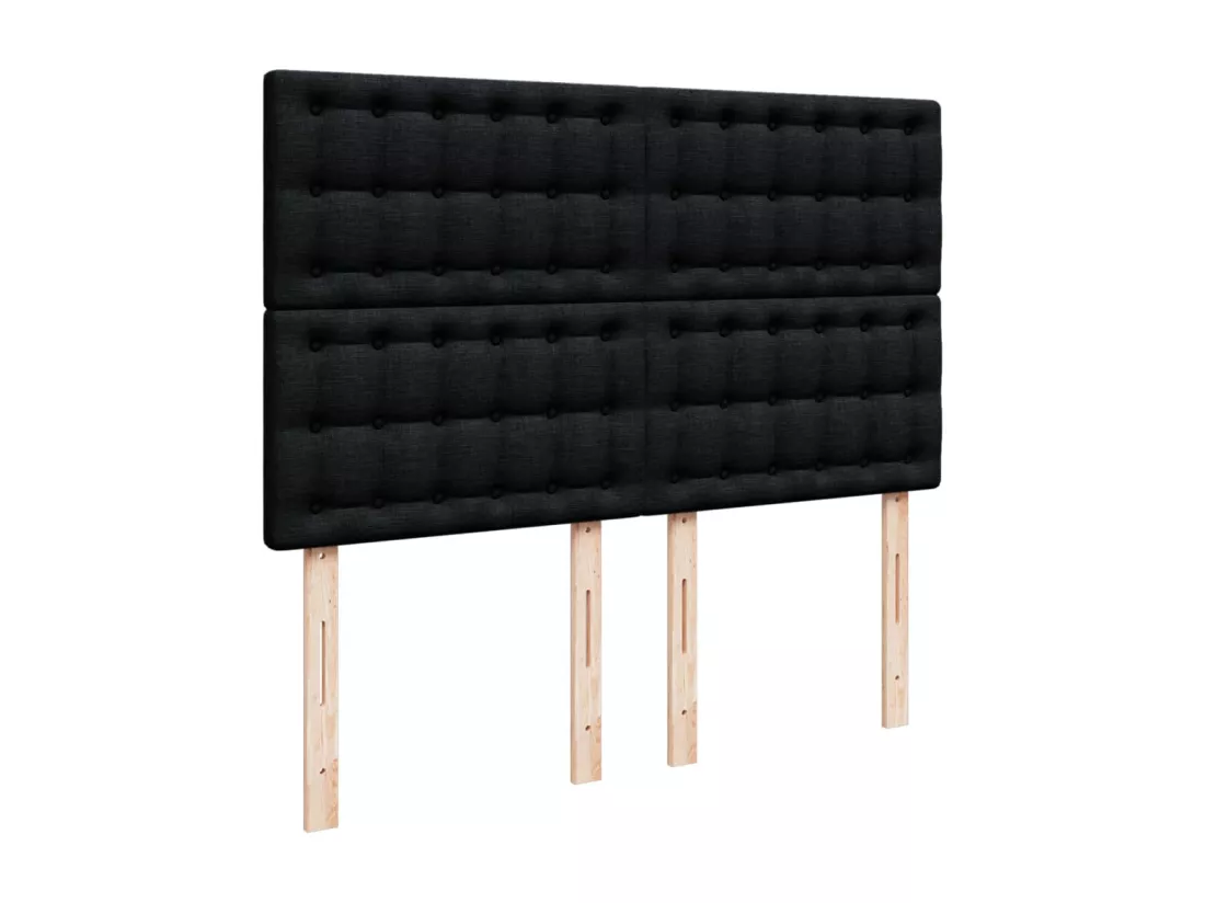 Sommier à lattes de lit avec matelas Noir 140x190 cm Tissu