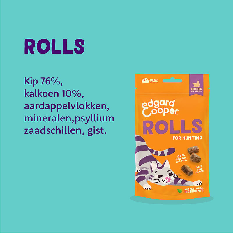 Edgard & Cooper Rolls Kattensnacks 45 gram | Kip en Kalkoen | 15464.1