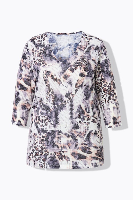 T-Shirt, Classic Fit, Leo mit Glitzersteinchen