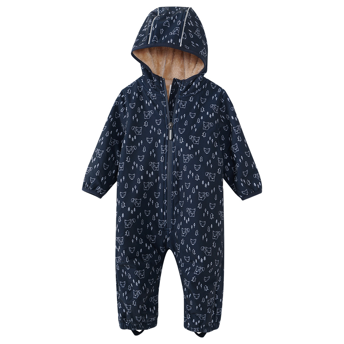 Topomini Baby Winter-Softshelloverall mit Fuchs-Allove dunkelblau