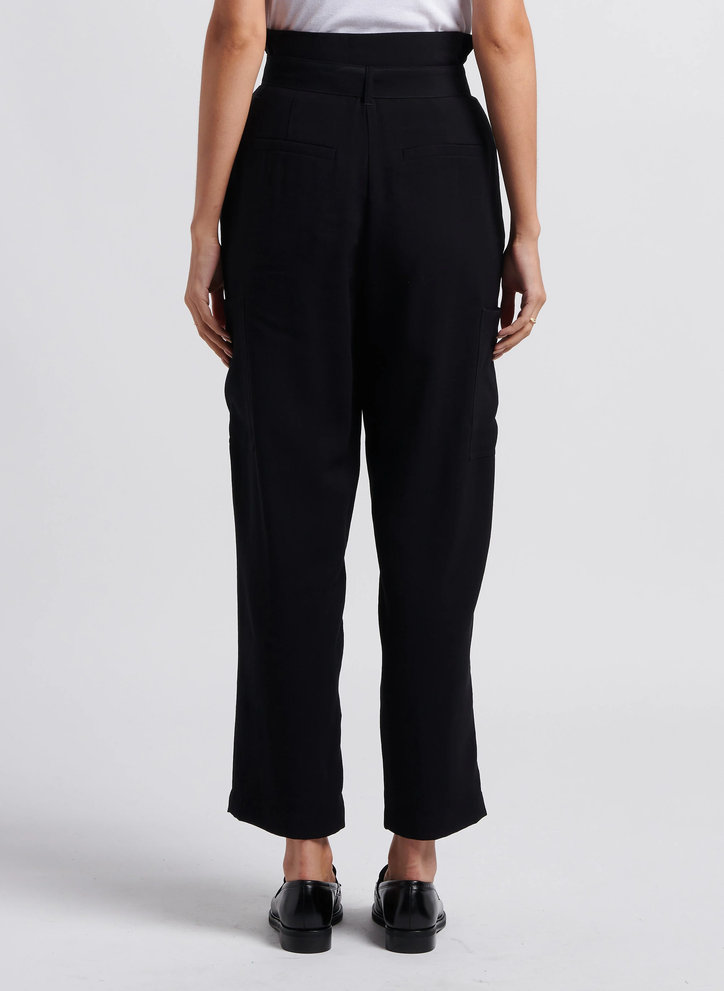 TVILLO - Pantalon cargo taille haute large | Noir