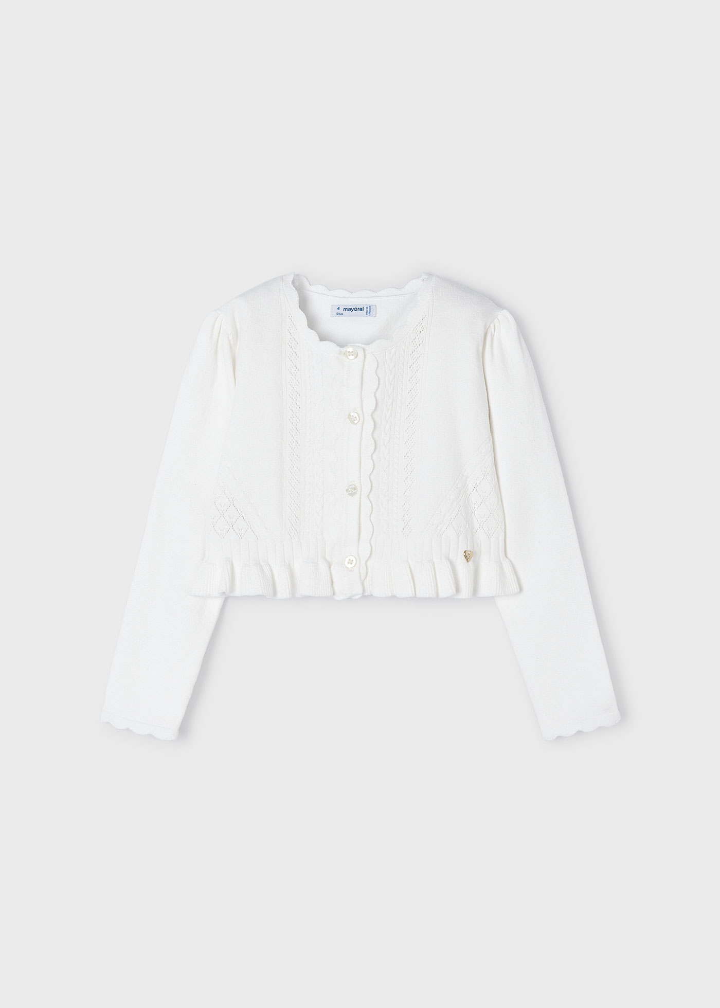 Casaquinho Better Cotton com detalhes vazados para meninas, branco