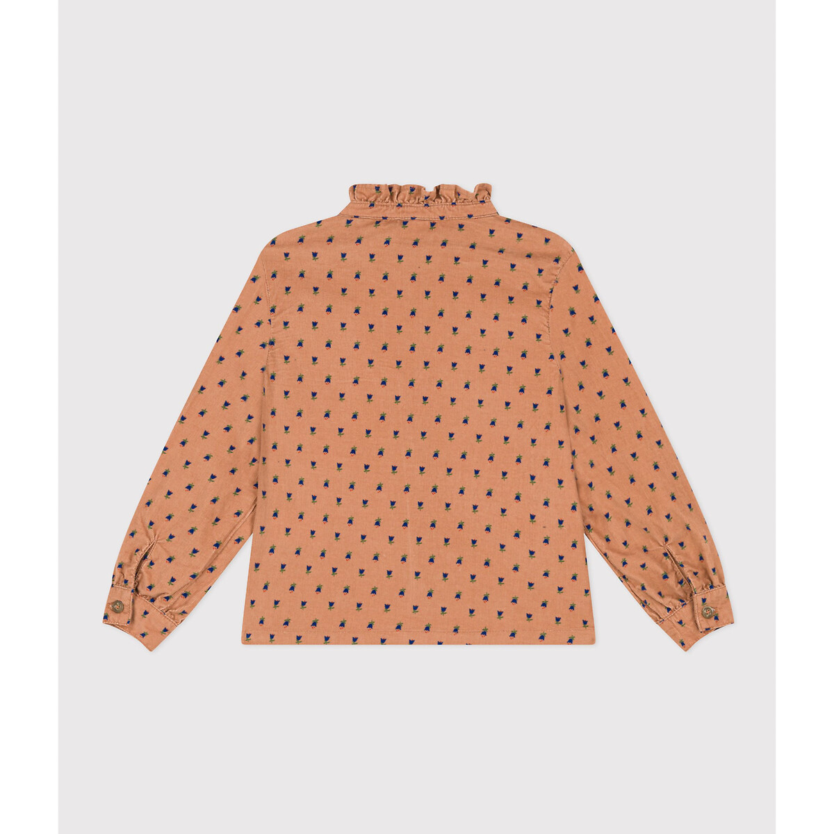 PETIT BATEAU<br>Camisa de veludo de manga comprida com delicada estampa floral