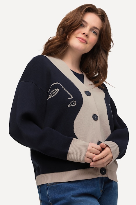 Strickjacke, Frauen, Boxy, V-Ausschnitt, Biobaumwolle