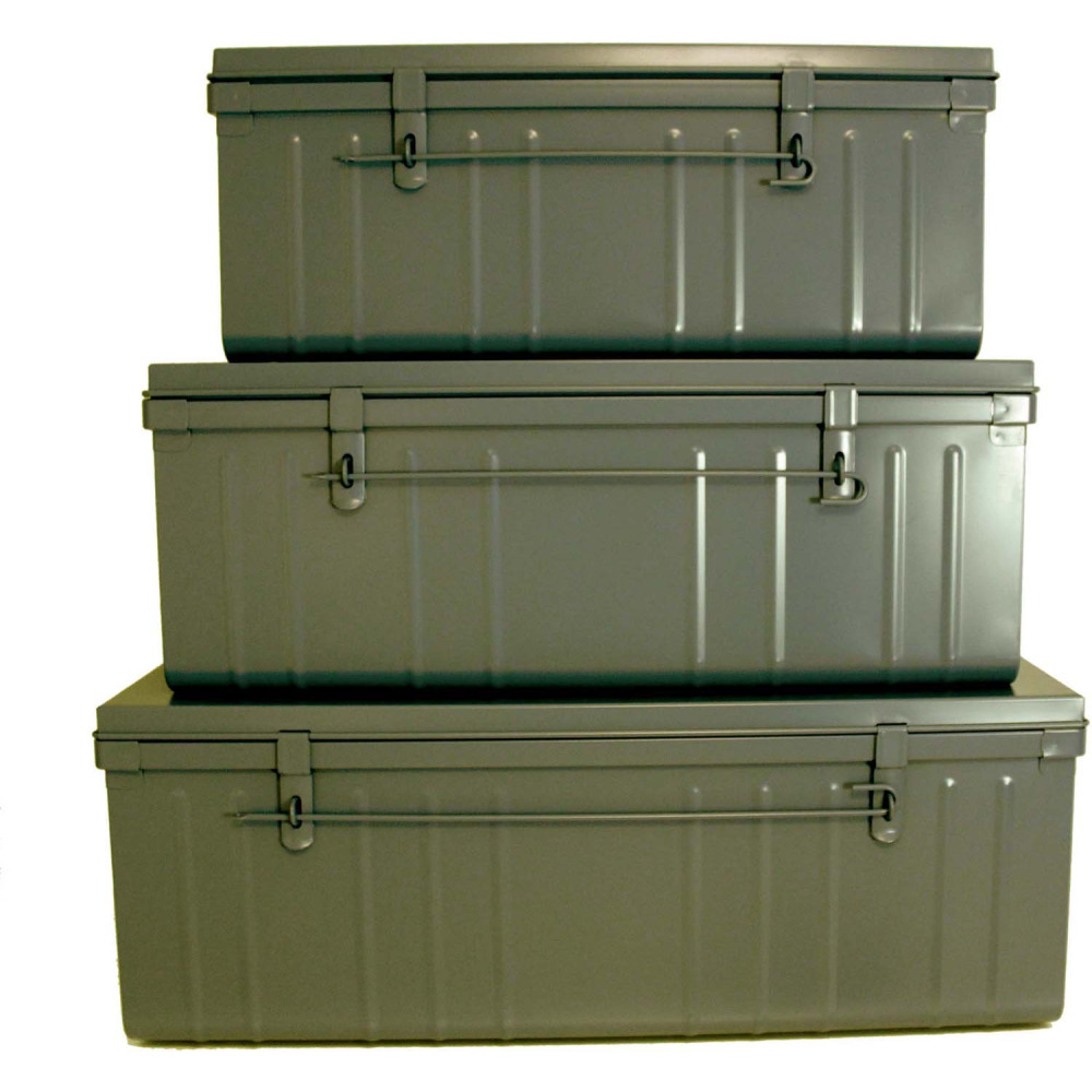 Set de 3 malles en acier habitat 80 - 90 et 100 cm