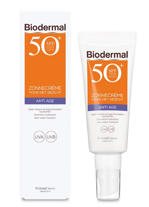 Biodermal Zonnebrand Crème Gezicht Anti Age SPF50+ 40ml