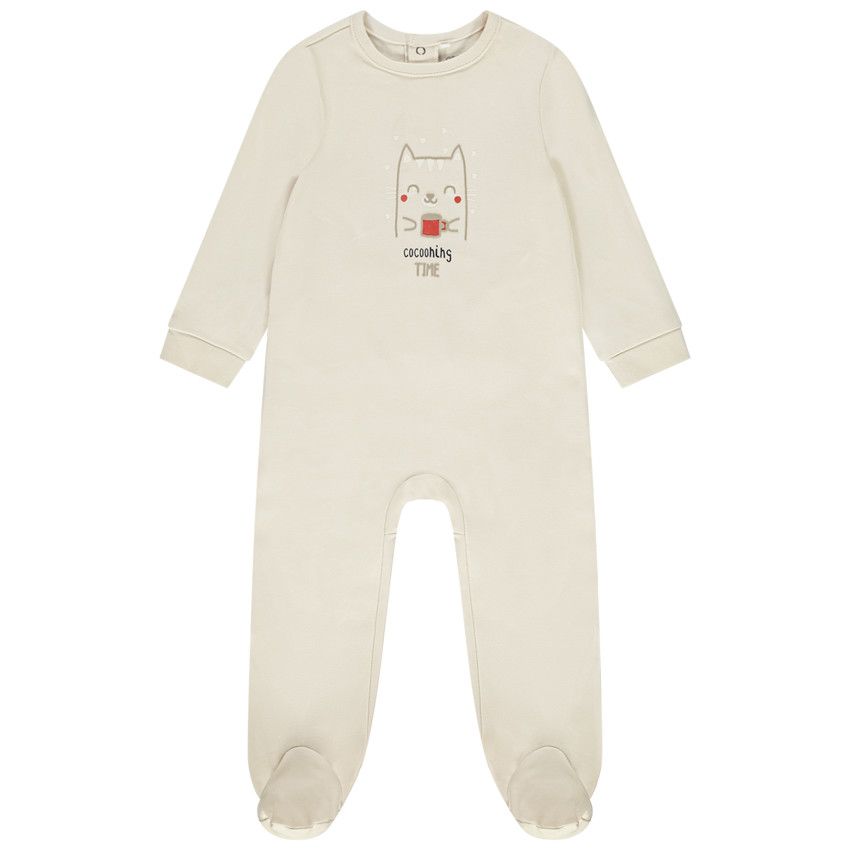 Dors-bien print chat pour bébé avec ouvertures différentes selon l'âge - Ecru