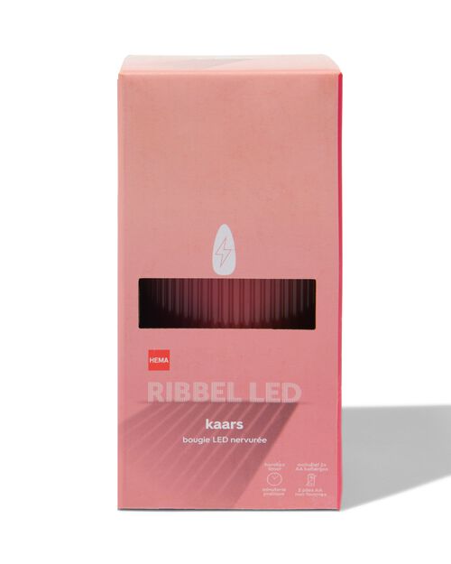 bougie nervurée LED avec cire Ø7.5x15 rose foncé
