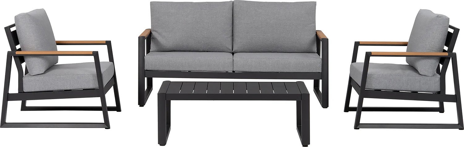 Intratuin 4-zits loungeset Amber zwart