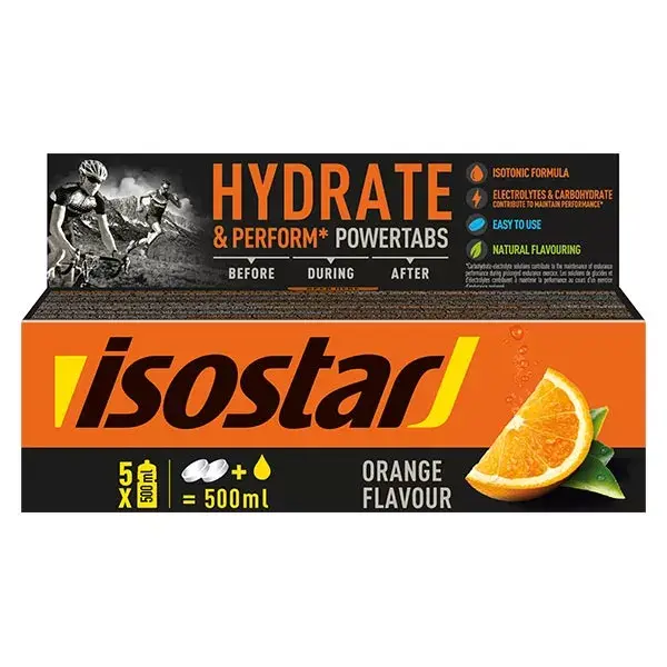 Isostar Hydrate & Perform Powertabs Hidratação Rápida Laranja 10 comprimidos