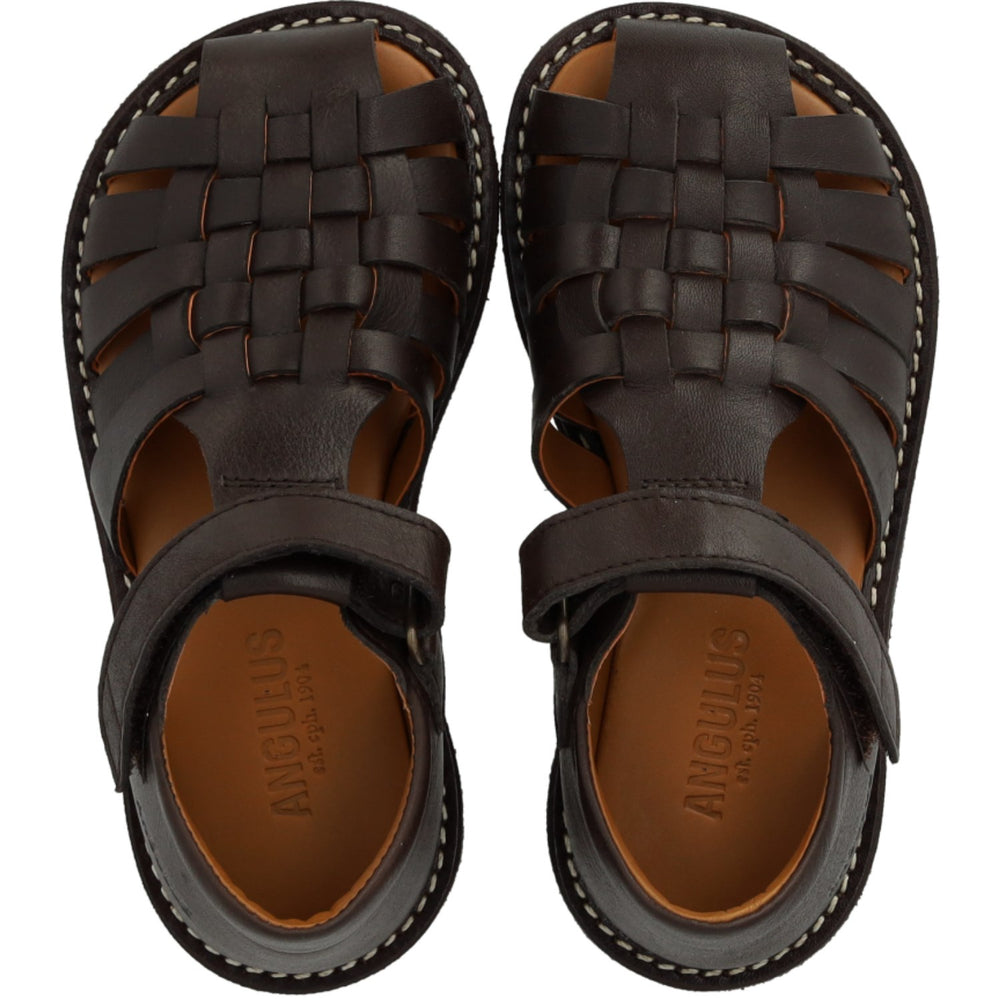 Køb Angulus Dark Brown Flettet Lædersandal