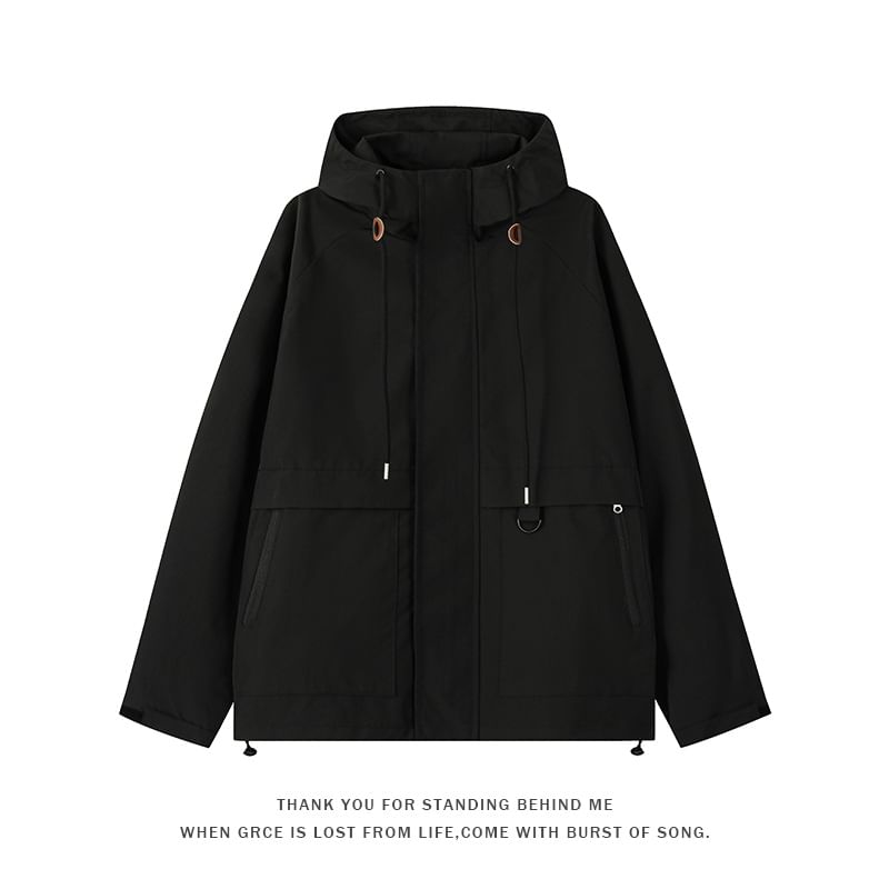 Obikan - Trenchcoat met capuchon, trekkoord en taille, ritssluiting