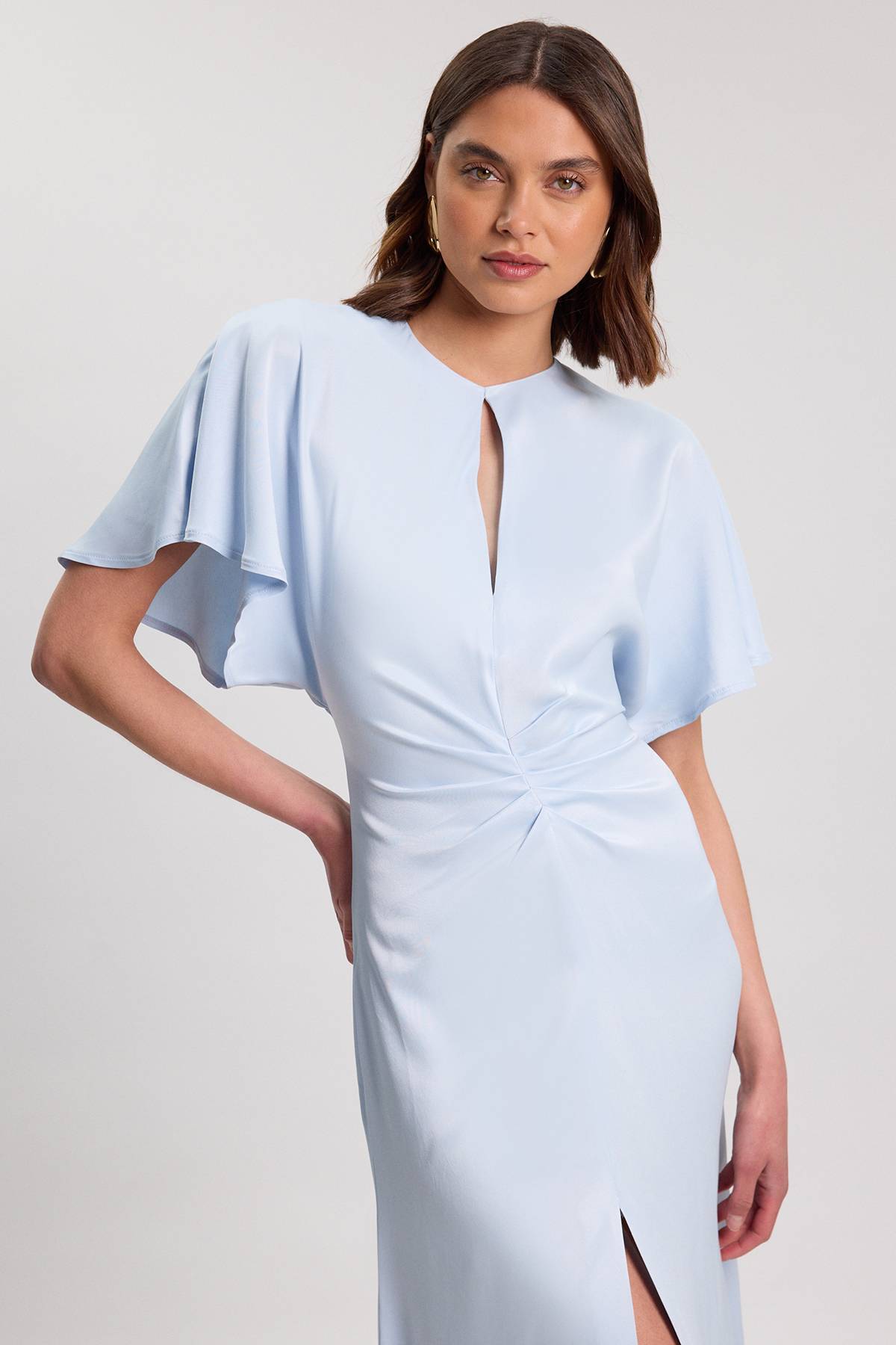 KarenMillen Robe Longue En Crêpe Satiné De Viscose Tissé