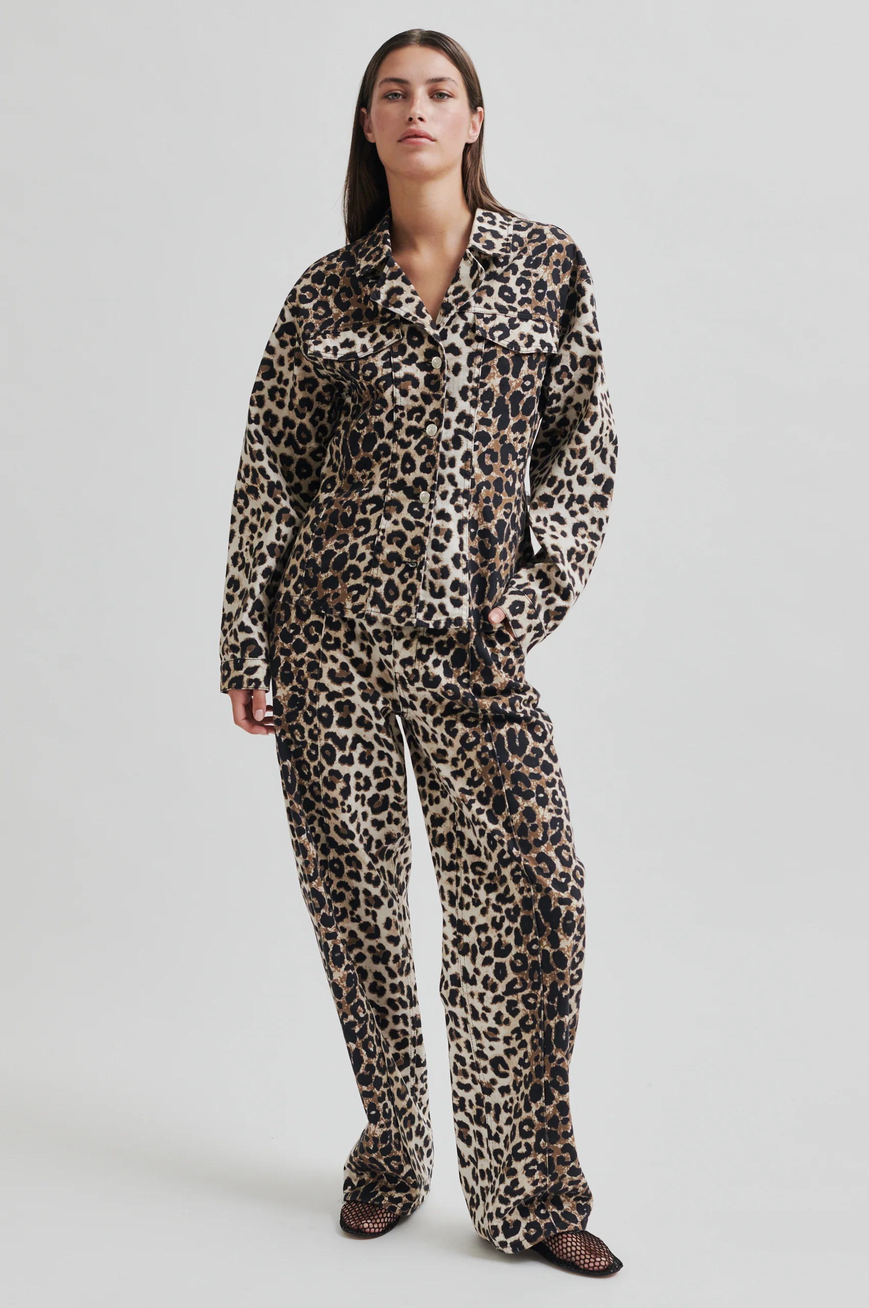 Second Female  Aleo leopard denimjakke - Kelp