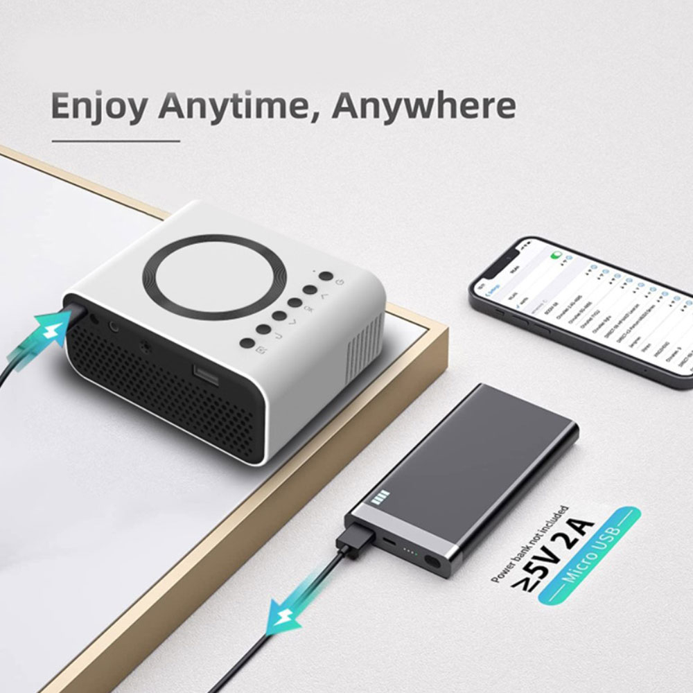 Mini Multimedia Projektor Beamer Heimkino 1080p Wlan / USB / AirPlay / Miracast - Weiss / Schwarz