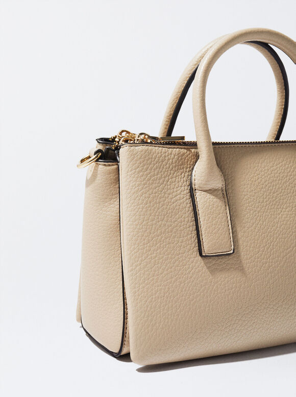 Bolsa tote personalizável com efeito de couro - Marrom