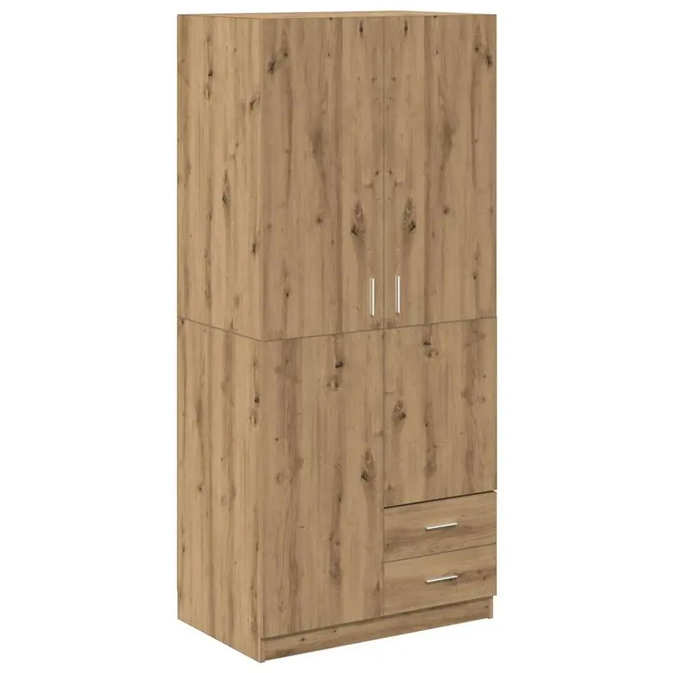 vidaXL - 2-deurs Kledingkast met 2 lades - Hout - artisan eiken - 80x52x180 cm